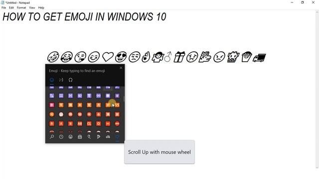 Emoji in windows 10 