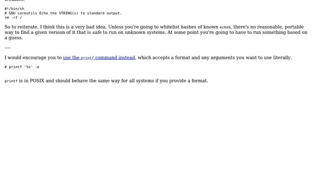 Unix & Linux: What's the safest, most portable way to invoke the echo binary? (4 Solutions!!)