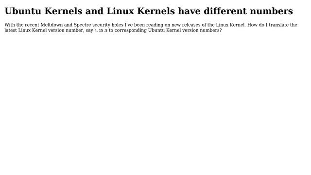 Ubuntu: How do I map Linux Kernels to Ubuntu Kernels?