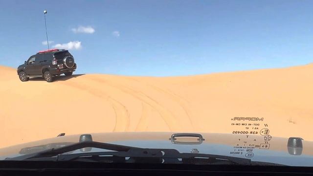 Fast forward version of chasing the Nissan patrol in the desert