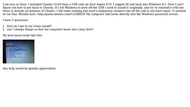 Ubuntu: Can't acess installed Ubuntu 14.04