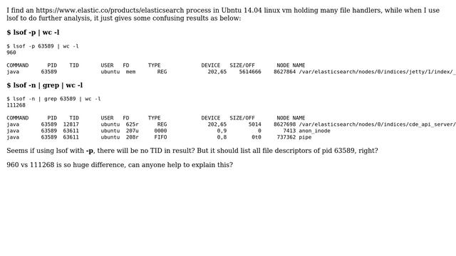 DevOps & SysAdmins: Why big difference between `lsof -p ＜pid＞ s (2 Solutions!!)
