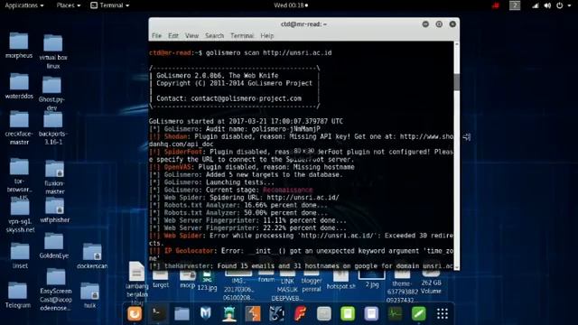 cara scan kerentangan website dengan Golismero tool