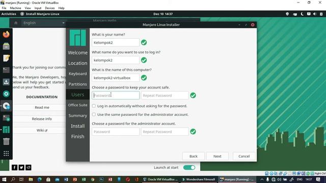 Instalasi Linux Manjaro Kelompok 2 BSI