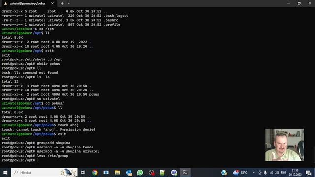 Linux práce s uživately, skupinami skeleton, alias, chmod, chown, ACL