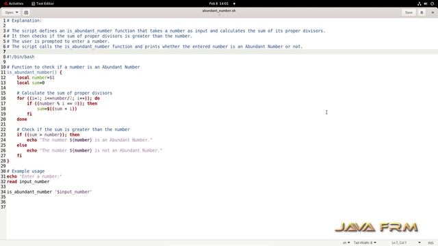 How to check Abundant Number or not using linux shell script - bash script examples in RHEL 9