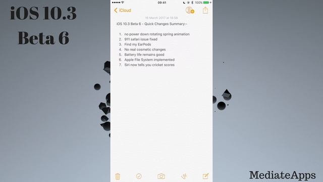 iOS 10.3 Beta 6 Changes