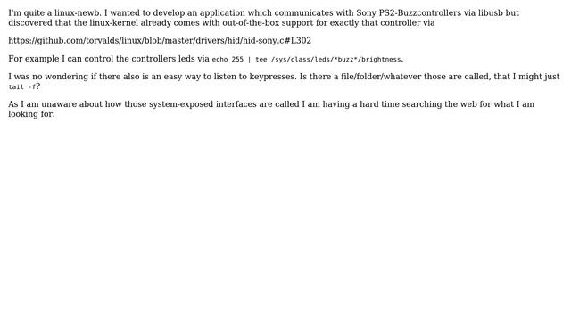 Unix & Linux: Is there a way to 'tail -f' HID-Input of a buzz-controller?