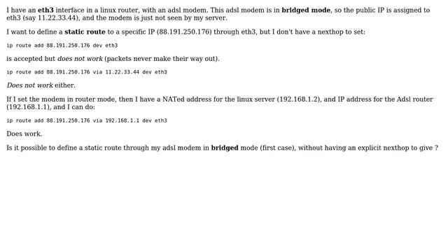 DevOps & SysAdmins: Static route without knowing the nexthop (linux)