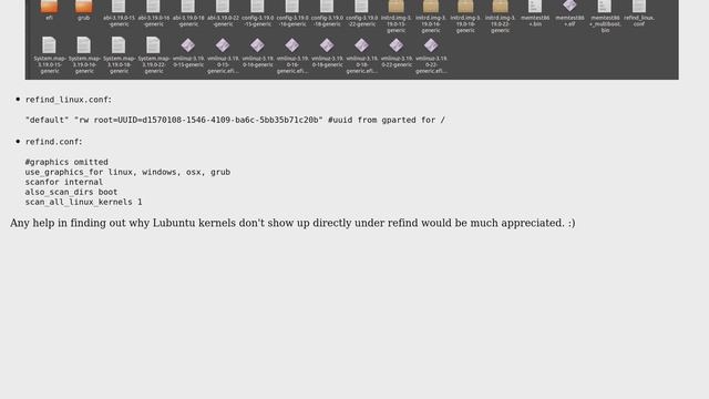 Ubuntu: rEFInd can't find Lubuntu kernel on Lubuntu partition
