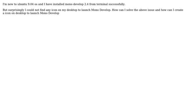 Cannot find icon for Mono Develop for Linux
