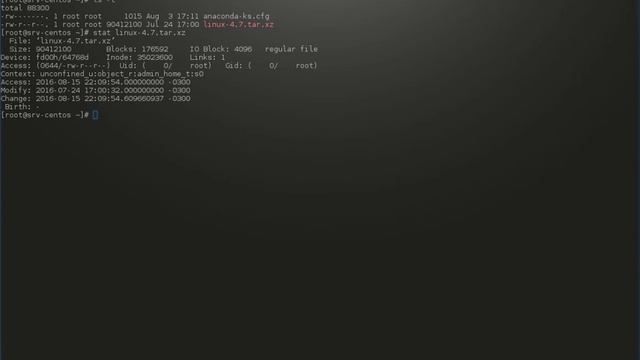 Linux - Informações detalhadas de um arquivo "stat".
