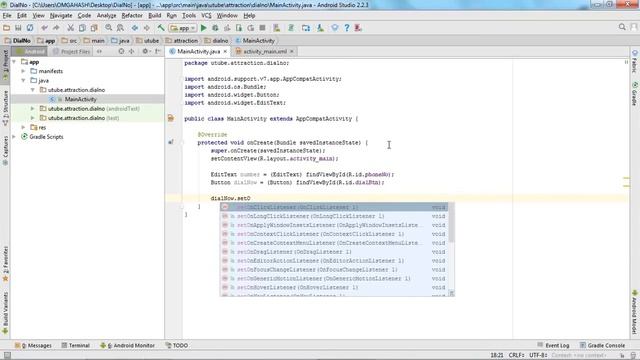 Android Studio tutorial 2017 for beginners. How to make phone call in android.