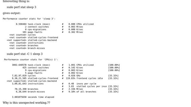 Unix & Linux: How to resolve ＜not counted＞ problem in perf tool?