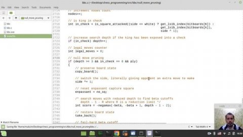 63-Bitboard CHESS ENGINE in C applying NULL MOVE PRUNING