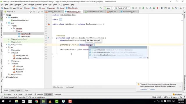 How to Create Full Screen Activity in Android Studio Tutorial