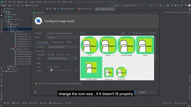 How to change app icon in android studio in tamil
