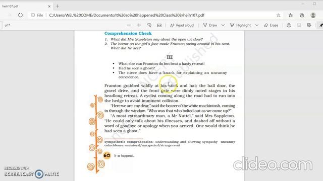 The Open Window part 6 class VIII English by RAJNI JOSHI