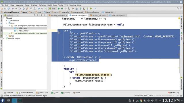 129 Android Studio internal Storage