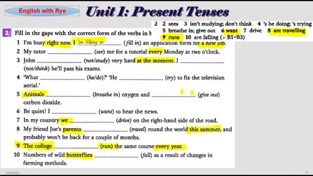 Tự học GRAMMAR FOR IELTS - no04: Unit 1.3: Part C: Thực hành ngữ pháp Present Tenses - thì Hiện Tại