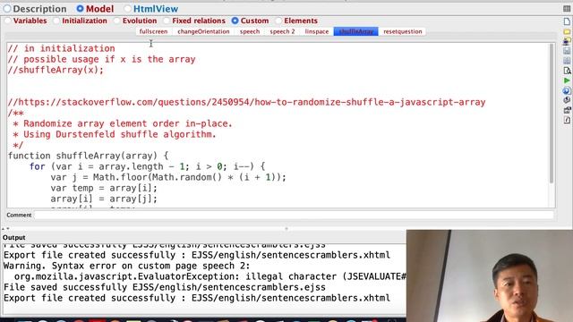 ejss tutorial on sentence scrambler