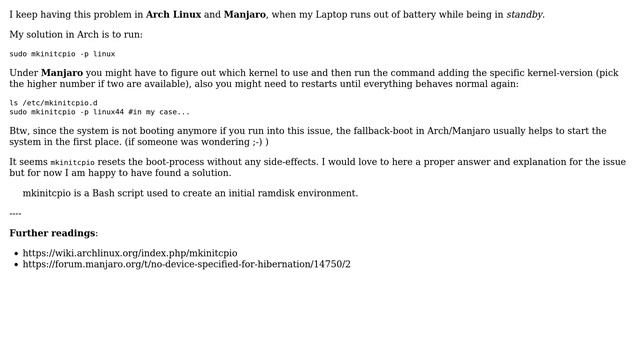 How do I fix Manjaro error hibernation device not found on boot? (2 Solutions!!)