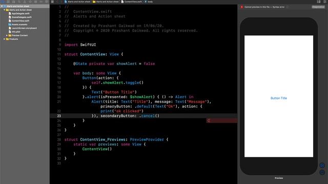 Alerts, Actionsheet and Sheet in SwiftUI #alerts #actionsheet #sheet #swiftui #ios
