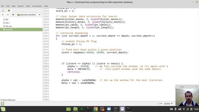 64-Bitboard CHESS ENGINE in C adjusting ASPIRATION WINDOW during iterative deepening