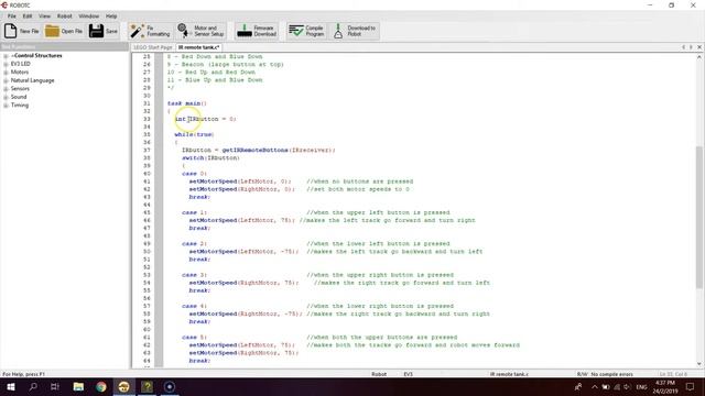 RobotC for Mindstorms EV3 Part 2 - IR remote controlled tank