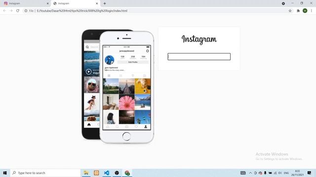 Clone Halaman Login Instagram HTML CSS | Clone login page instagram | Tutorial Indonesia pemula