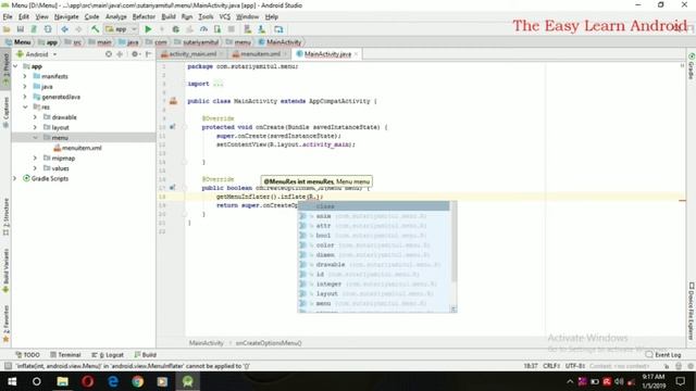 Option Menu in android , create option Menu in android studio,create menu in android