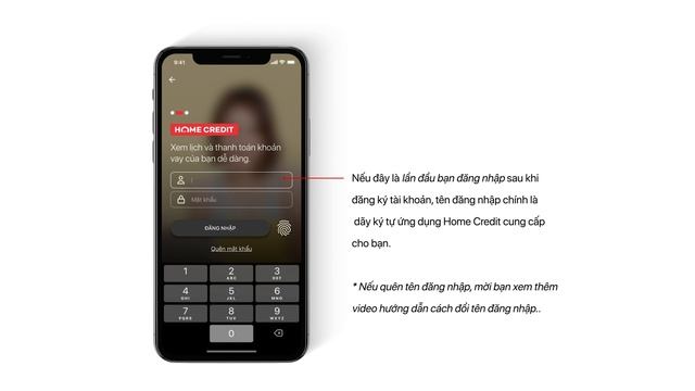 Hướng dẫn đăng nhập - ỨNG DỤNG HOME CREDIT