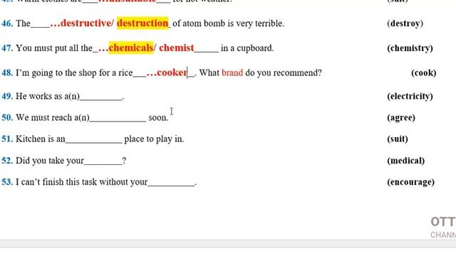 100 Câu Word Form Tiếng Anh Lớp 8