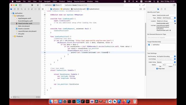 Develop JSON ISS International Space Station Locator in Xcode