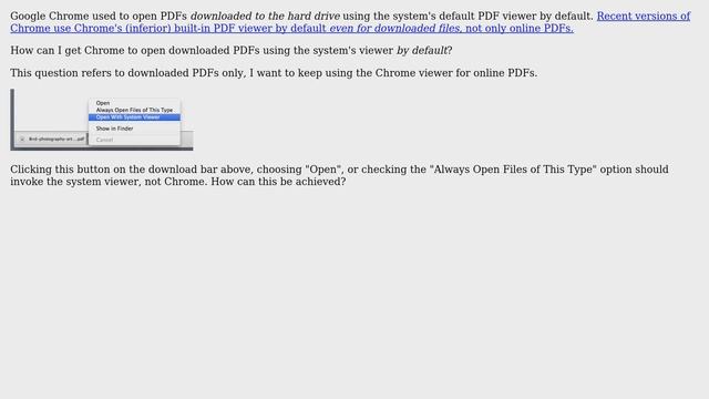 Chrome: how to open with system viewer by default?