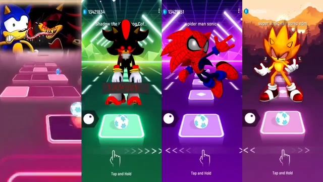 Sonic exe 🆚 Shadow Exe 🆚 Tails Exe Sonic 🆚 Hyper Sonic | Sonic Team Tiles Hop EDM Rush