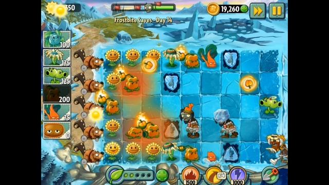 Plants vs. Zombies 2 -  Day 14, Melt them fast! (Frostbite Caves Part 1).