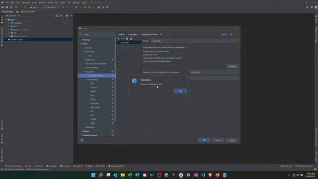How do copyright your Android code into Android Studio