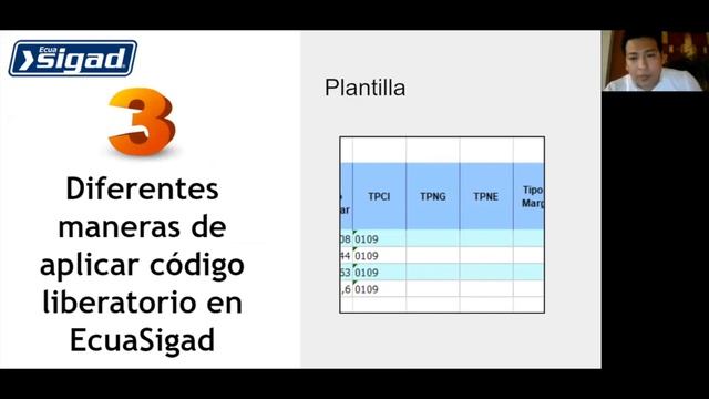 Webinar EcuaSIGAD - Aplicación de códigos liberatorios