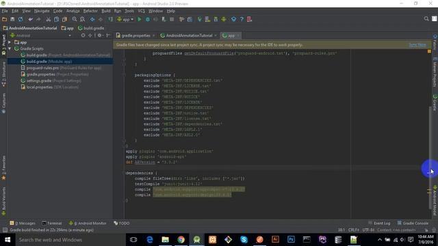 Android annotation setup - tutorial #1