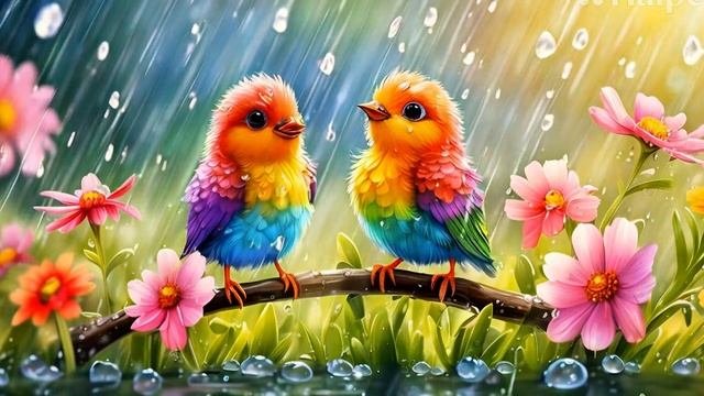 most beautiful, rare birds enjoyng in rain ⧸Comfy Vibe