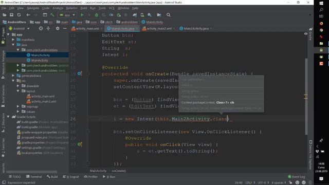 Android Studio Intent ve Activity