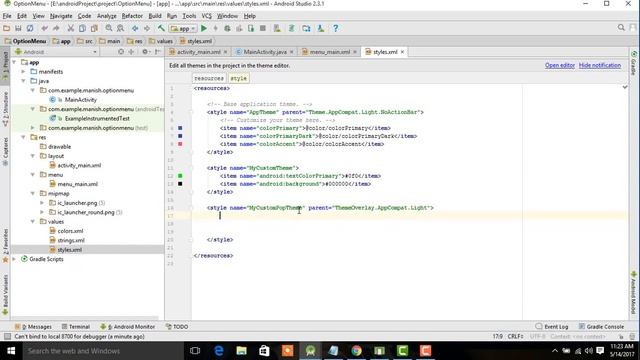 How TO CREATE OPTION MENU IN ANDROID