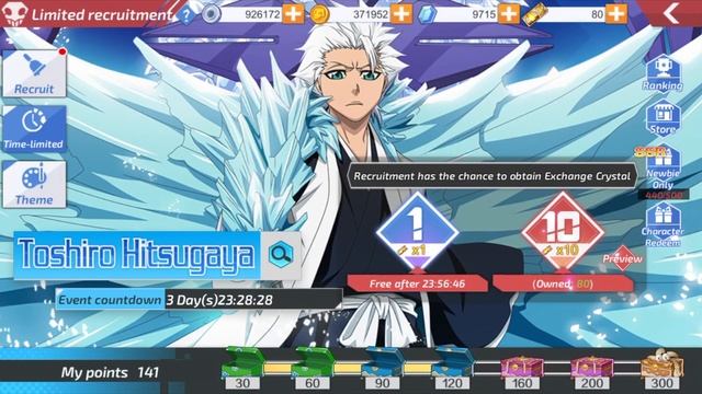 SSR TOSHIRO HAS ARRIVED! 160 TICKET SUMMONS! Bleach Mobile 3D!