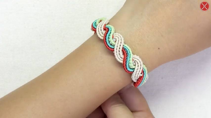 Macrame tutorial ｜ Macrame bracelet tutorial： Four-color spiral bracelet