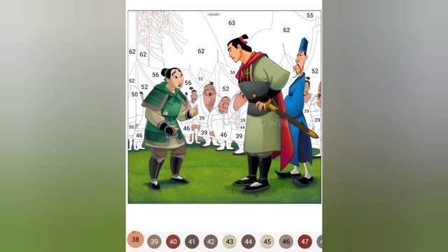 Happy Colour - Colour by Number. Disney Princess Mulan ❤️⚔️ Mulan Causes Trouble At The Army Camp 🪖