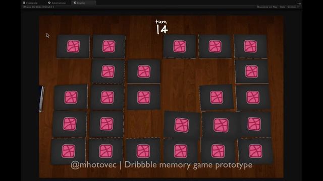 Unity3d Dribbble memory game - early prototype