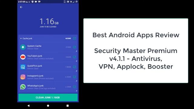 Review Android Apps, Security Master Premium 4.1.1, November 2017
