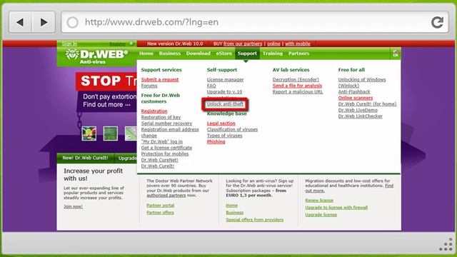 Dr.Web para Android. ¿Cómo desbloquear “Antirrobo”, en caso de olvidar la contraseña?