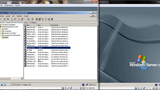 Ejercicio 1 Instalacion del AD en windows server 2003, creacion y configuracion de usuario